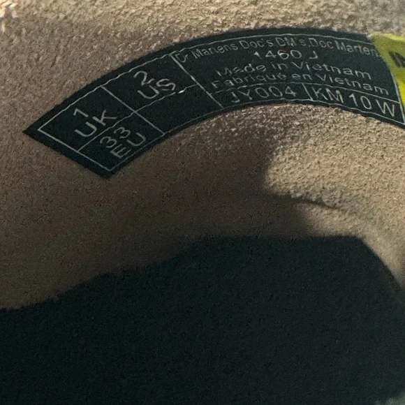 Dr. Martens Kids Pink Leather Boots with Yellow Stitching - Picture 9 of 10